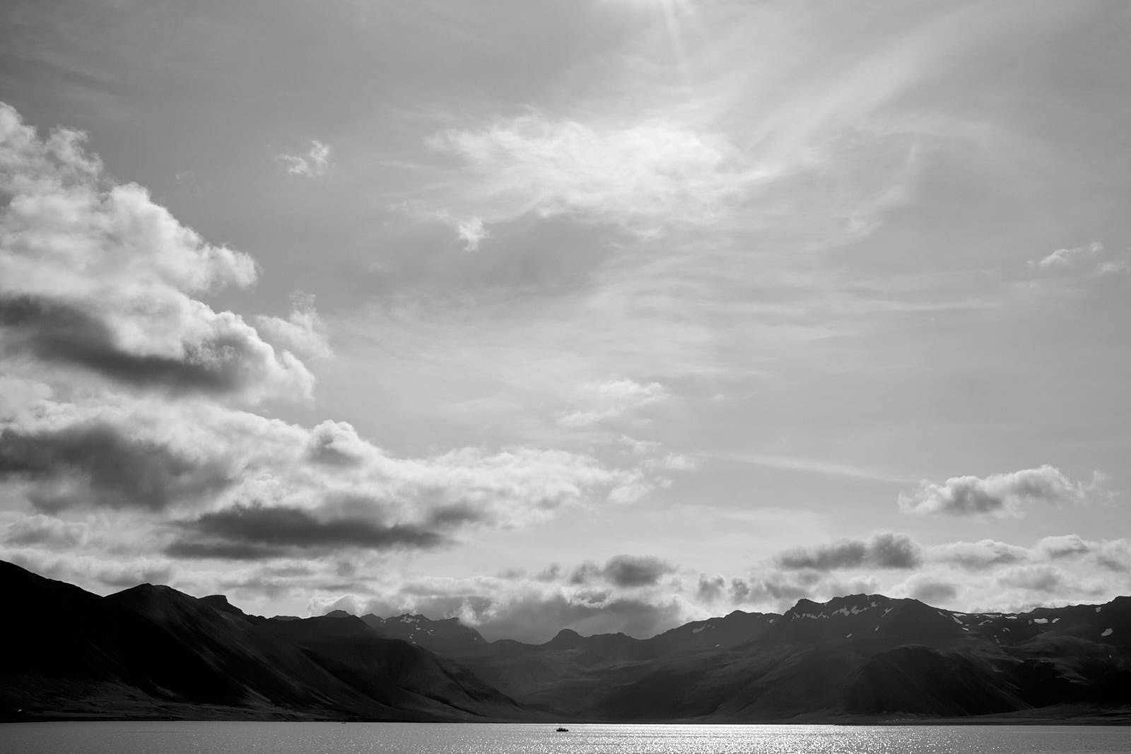 lonely boat in a lake in iceland