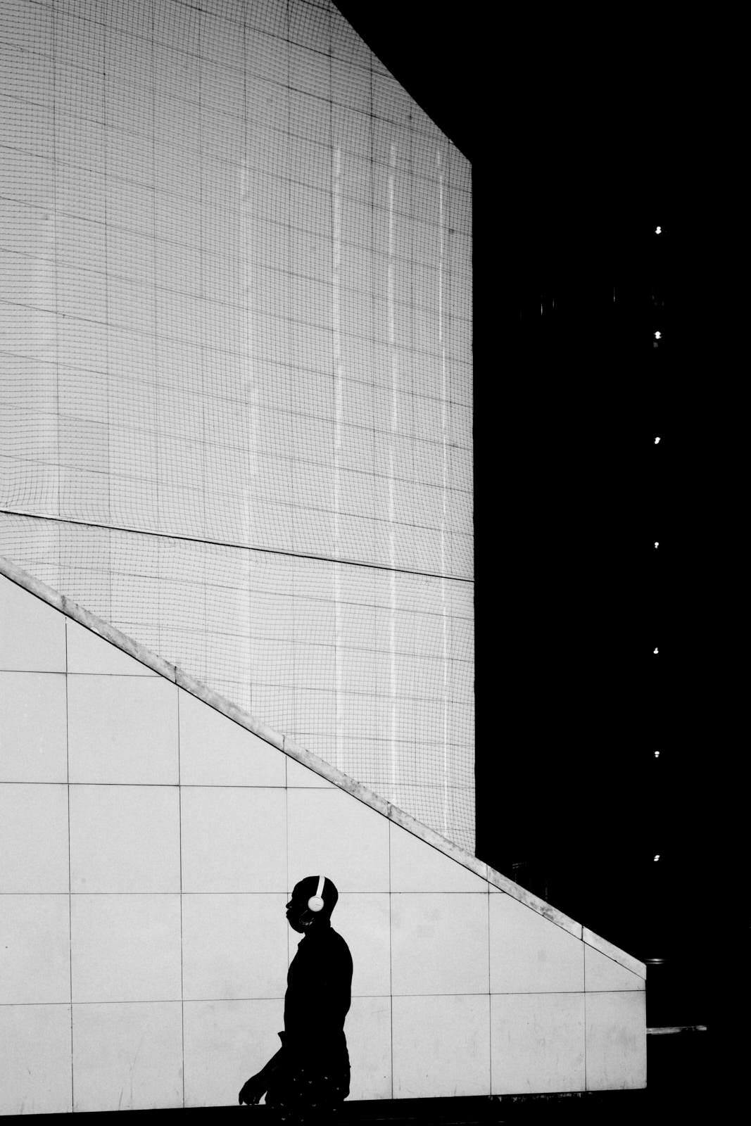 silhouette with high contrast black and white street photography